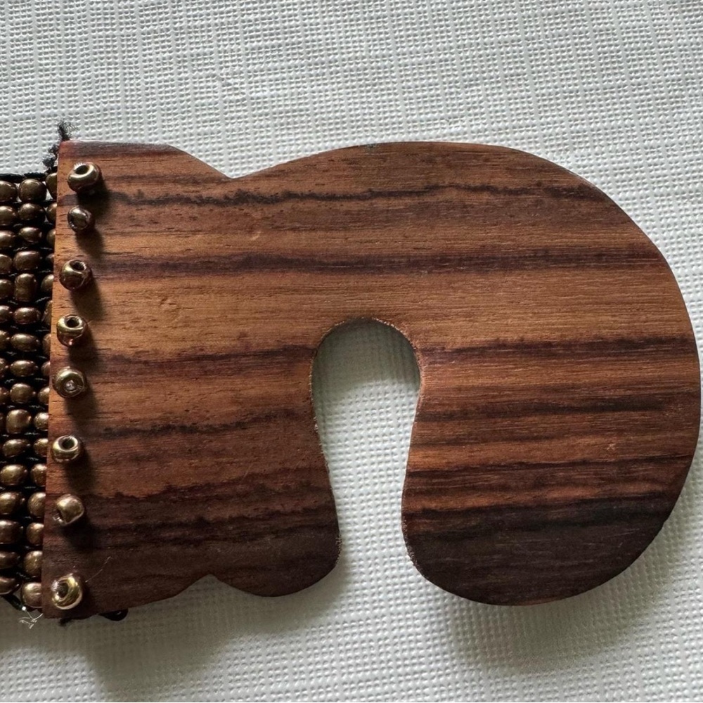 Anthropologie Striped Wooden Buckle Belt - Picture 3 of 3